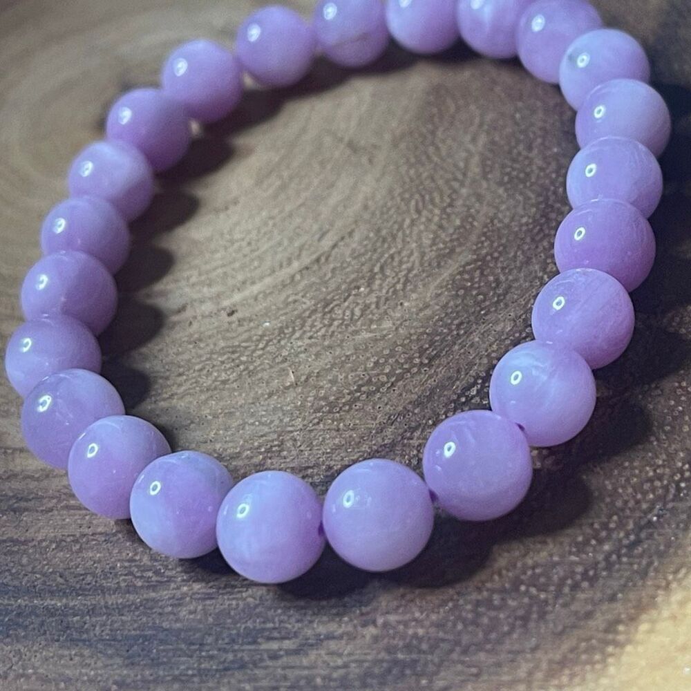 Kunzite fuchsia pink purple 8mm 7” ONE beaded stretch bracelet new crystal beads